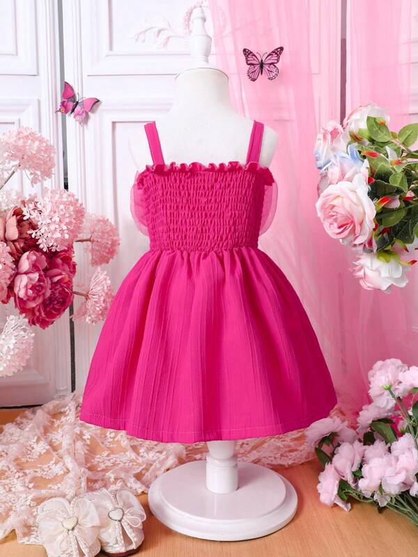 Vestido de verão  bebê com decoração de flor 3D - 3 meses a 3 anos