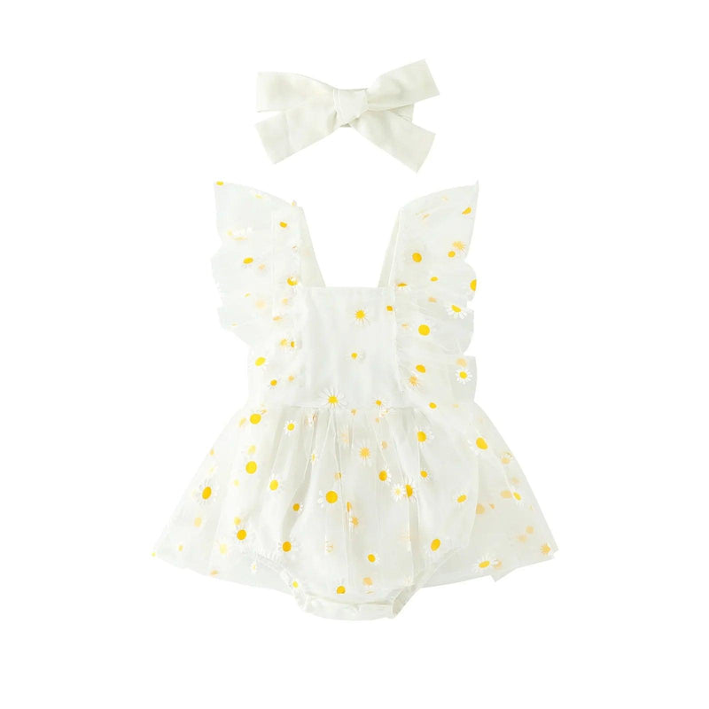 Conjunto Romper +tiara para Bebê Menina  - Tamanhos 0 a 12 Meses