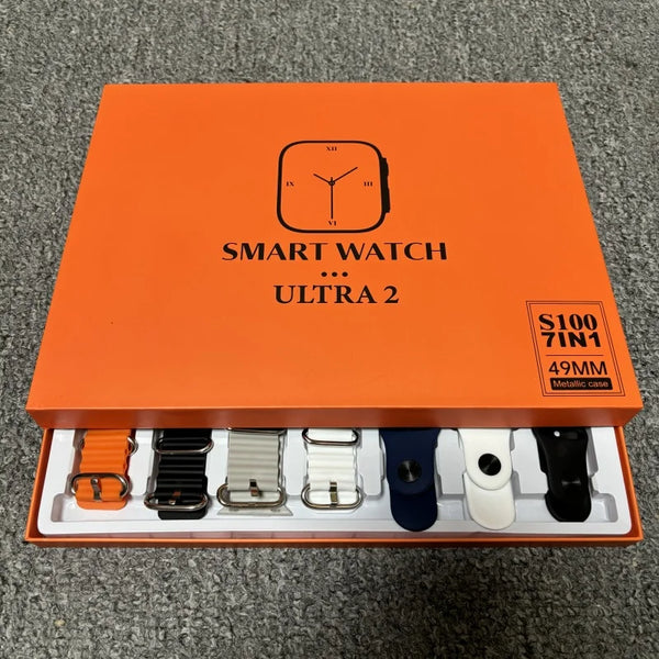 Smartwatch S100 ultra com 7 pulseiras -  monitoramento ECG relógio inteligente com proteção