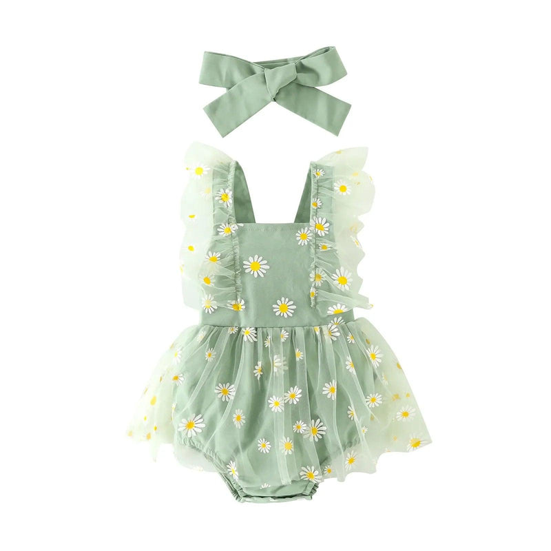 Conjunto Romper +tiara para Bebê Menina  - Tamanhos 0 a 12 Meses