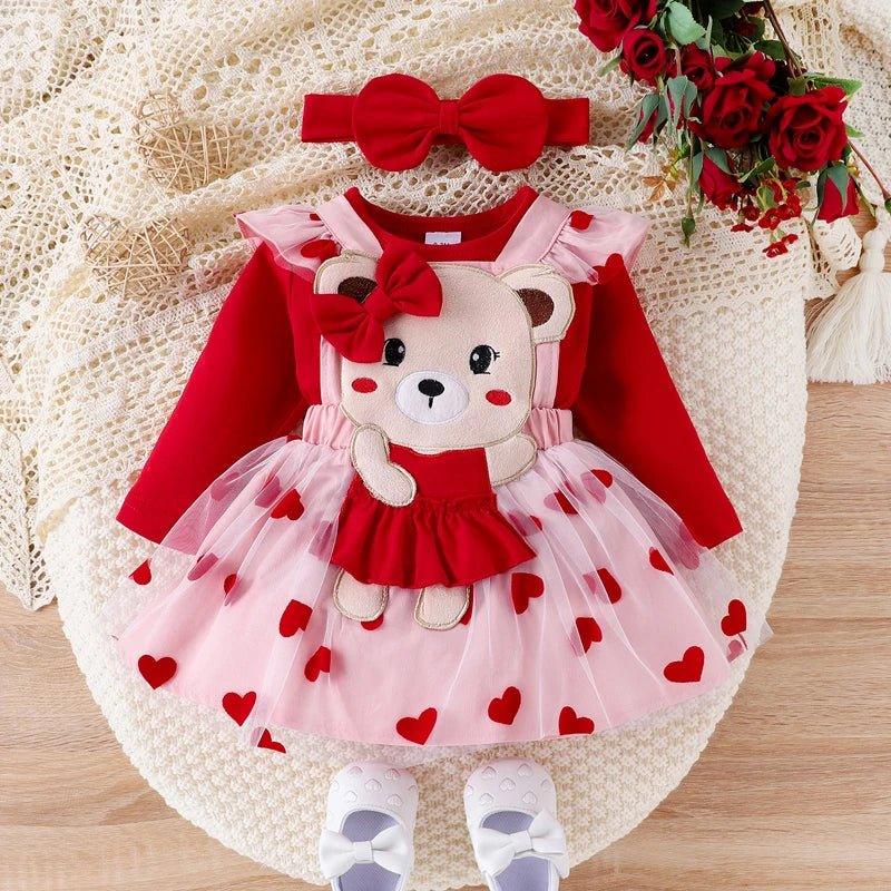 Vestido bebê ursinha Pirulito Kids® vermelho - vestido body e faixa - 0 a 18meses - PIRULITO KIDS