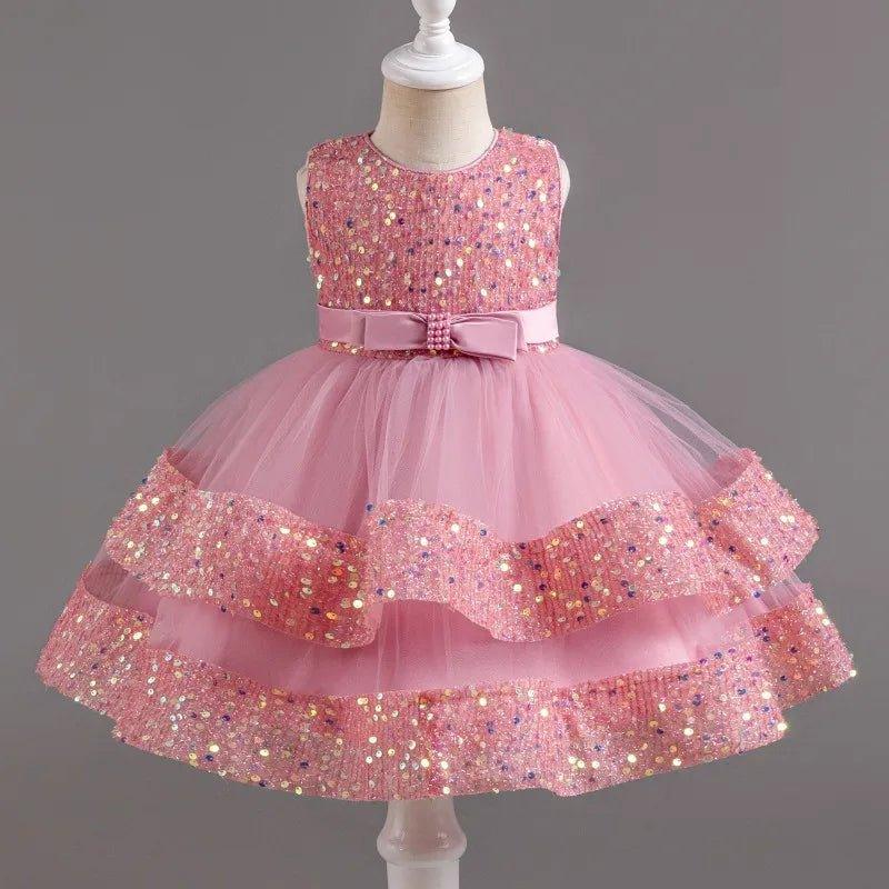 Vestido De Festa Infantil Brilhoso Lacinho Pirulito Kids® - 9 meses a 5 anos - PIRULITO KIDS