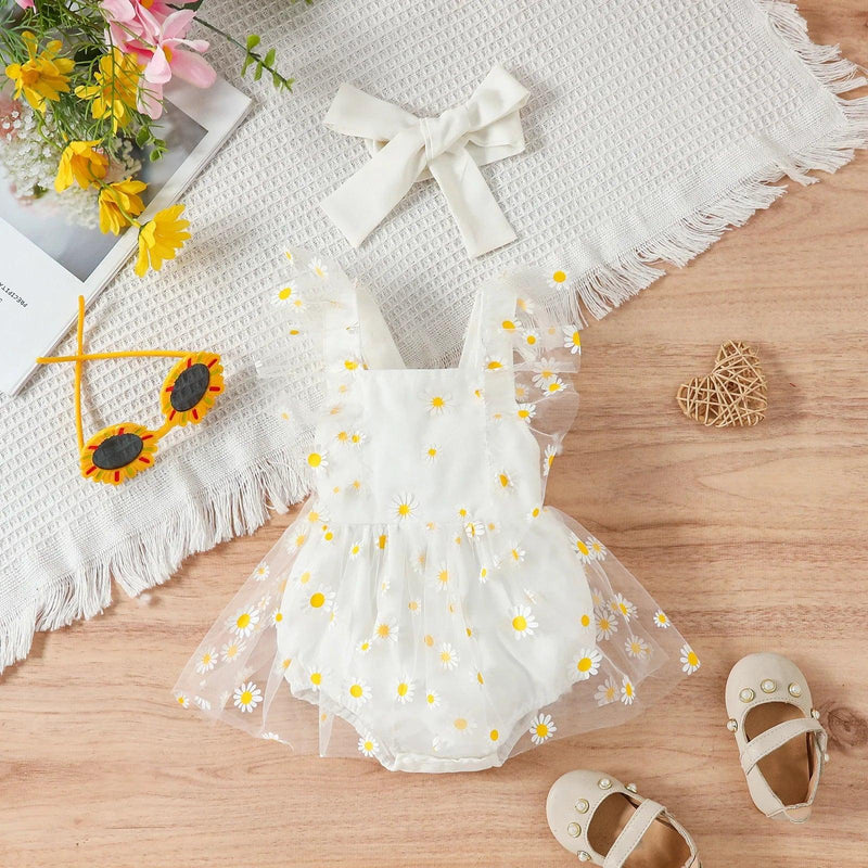 Conjunto Romper +tiara para Bebê Menina  - Tamanhos 0 a 12 Meses