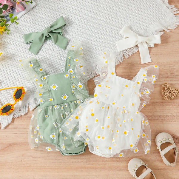 Conjunto Romper +tiara para Bebê Menina  - Tamanhos 0 a 12 Meses