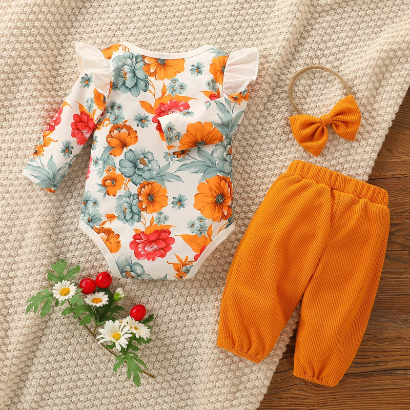 Conjunto outono para bebês meninas estampa floral Pirulito Kids® - RN a 18 meses - PIRULITO KIDS