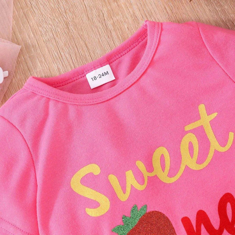 Conjunto blusa e saia Tule menina Moranguinho Pirulito KIds® - 18 meses a 7 anos - PIRULITO KIDS