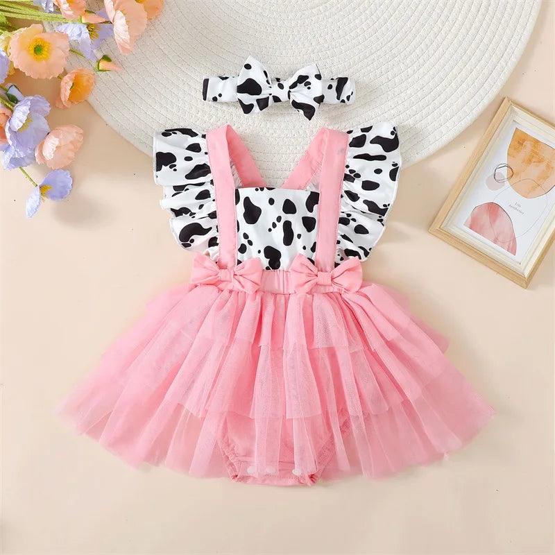 Vestido Romper tule + faixa de cabelo - 3 a 24 meses