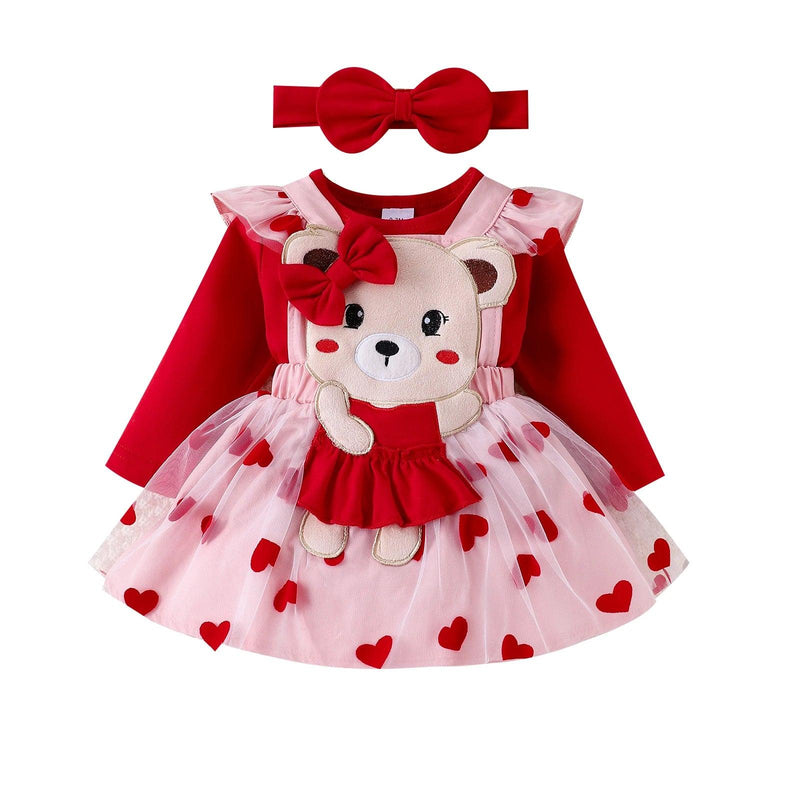 Vestido bebê ursinha Pirulito Kids® vermelho - vestido body e faixa - 0 a 18meses - PIRULITO KIDS