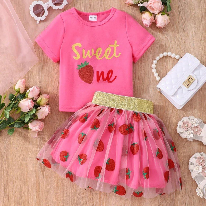 Conjunto blusa e saia Tule menina Moranguinho Pirulito KIds® - 18 meses a 7 anos - PIRULITO KIDS