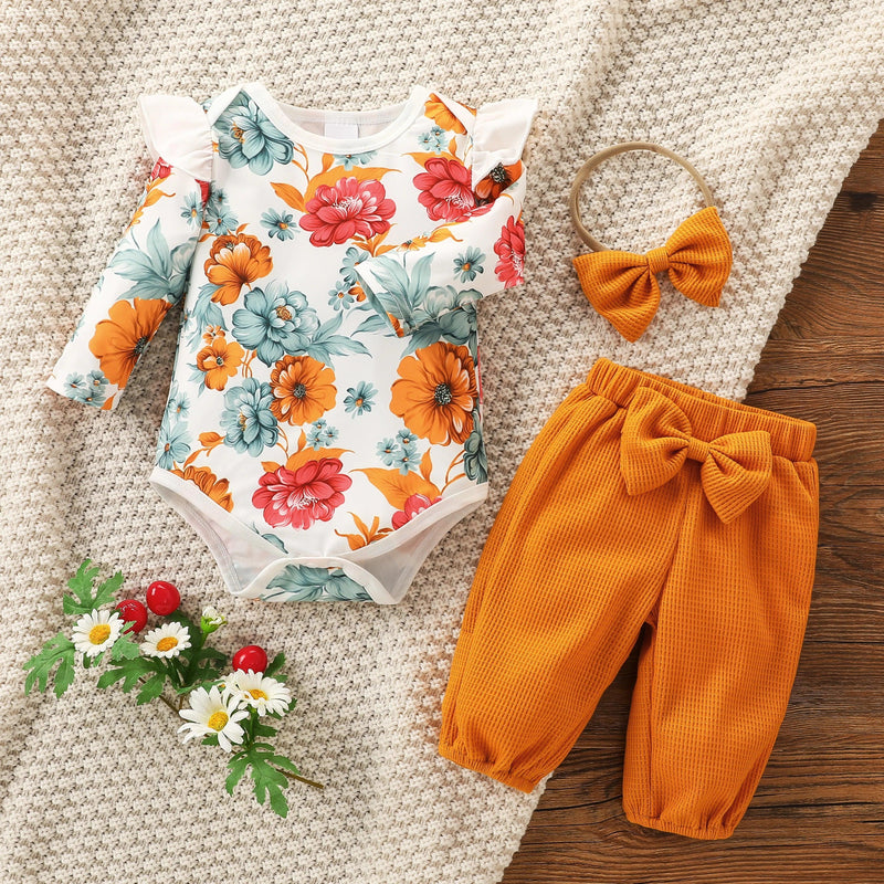 Conjunto outono para bebês meninas estampa floral Pirulito Kids® - RN a 18 meses - PIRULITO KIDS