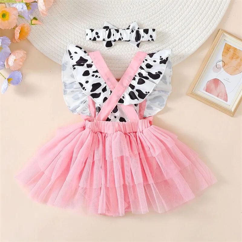 Vestido Romper tule + faixa de cabelo - 3 a 24 meses