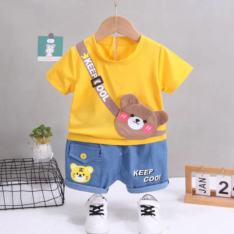 Conjunto Infantil Menino  Blusa E Bermuda Ursinho  Pirulito Kids®- 1 a 5 anos