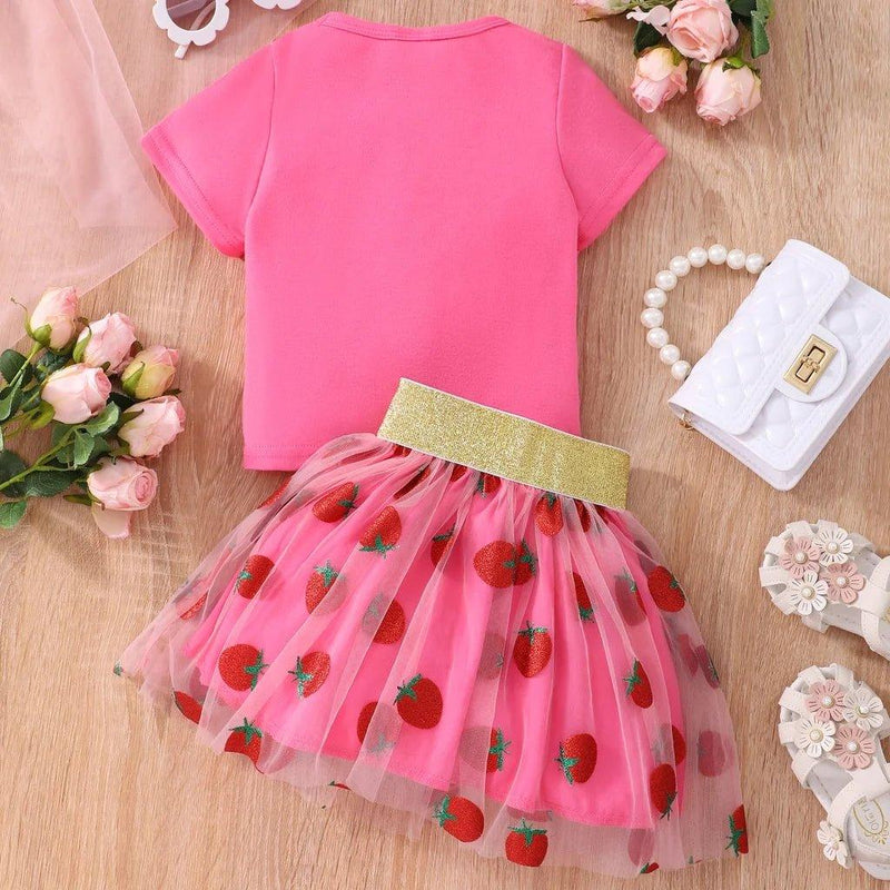 Conjunto blusa e saia Tule menina Moranguinho Pirulito KIds® - 18 meses a 7 anos - PIRULITO KIDS