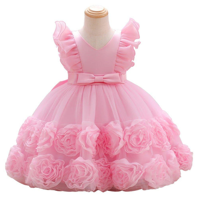 Vestido Infantil De Festa Flores Laçinho Pirulito Kids 1 a 7 anos - PIRULITO KIDS