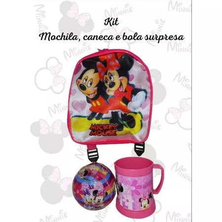 kit mochilinha +Caneca + Bola Surpresa personagem