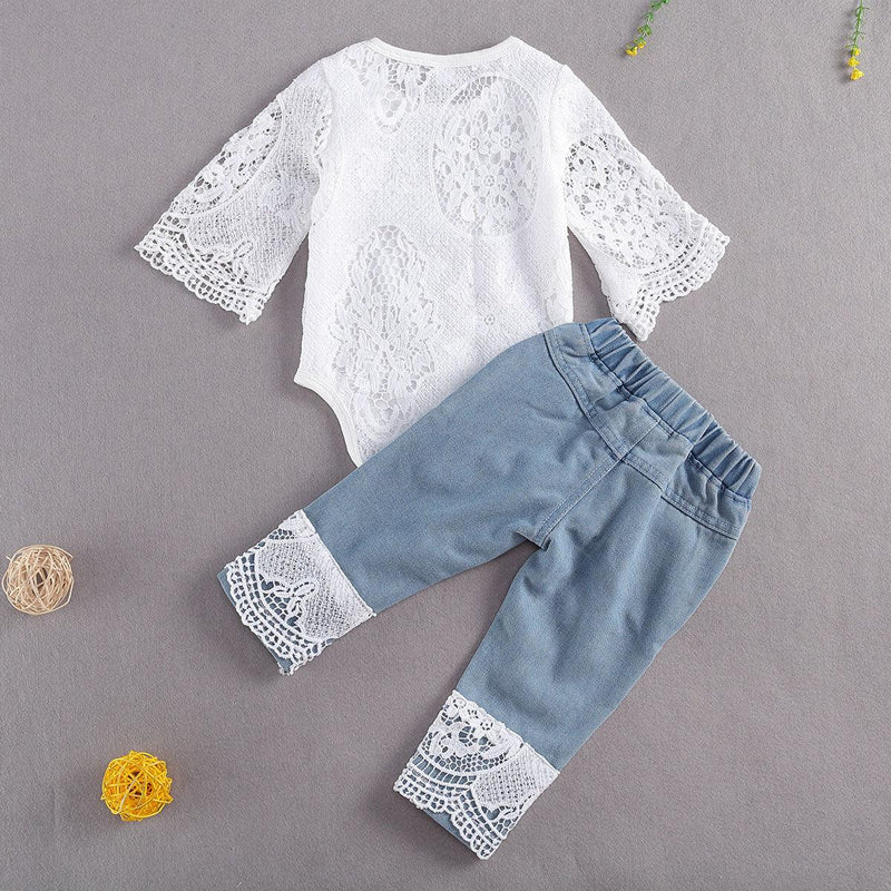 Conjunto Infantil Pirulito Kids Renda Luxo. Calça e Body - 3 meses a 2 anos - PIRULITO KIDS