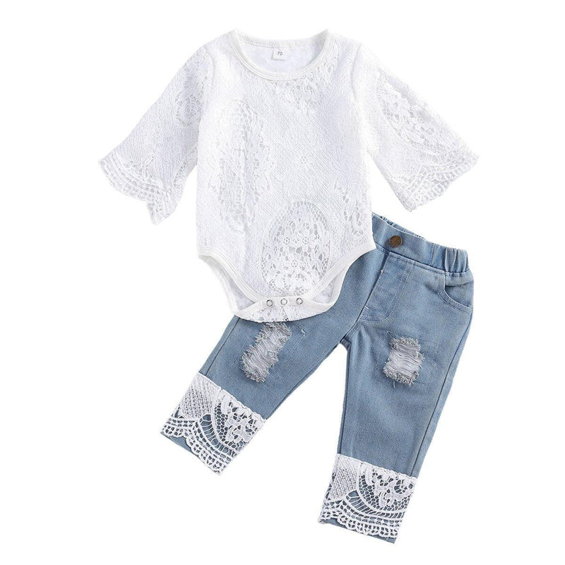 Conjunto Infantil Pirulito Kids Renda Luxo. Calça e Body - 3 meses a 2 anos - PIRULITO KIDS