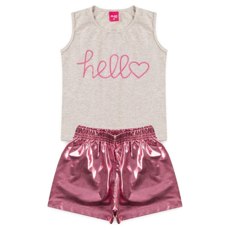 Conjunto Infantil Menina short holográfico -2 a 7 anos