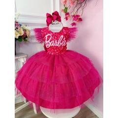 Vestido infantil  Pink Babados Glitter Brilho luxo- 1 a 12 anos