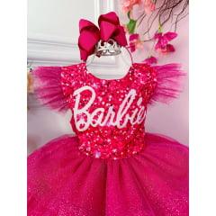 Vestido infantil  Pink Babados Glitter Brilho luxo- 1 a 12 anos