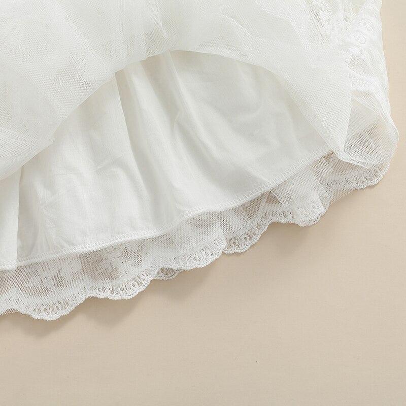 Vestido de Batizado Rendas e Plumas Bebê Menina