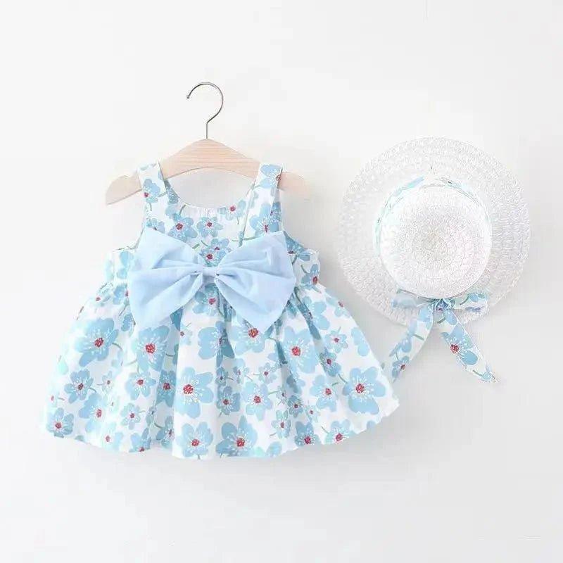 Vestido Floral e chapéu Infantil Menina verão Pirulito kids® - 3 meses a 3 anos - PIRULITO KIDS