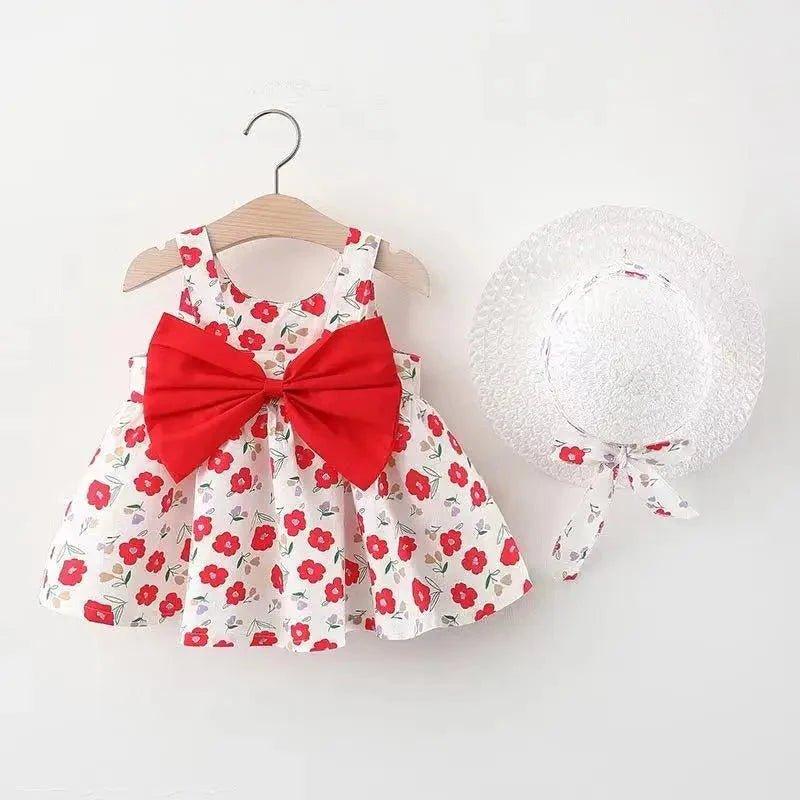 Vestido Floral e chapéu Infantil Menina verão Pirulito kids® - 3 meses a 3 anos - PIRULITO KIDS